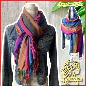 Pashmina - Multicolor long & wide Scarf - great color spectrum
